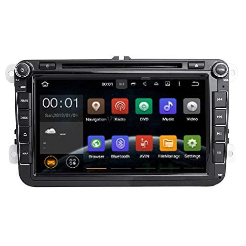 Amzparts DVD Player GPS 2 DIN IPS Screen Android 8.0 Compatible for Seat Altea Leon Toledo Passat B6 V6 B7 Polo Golf 5 6