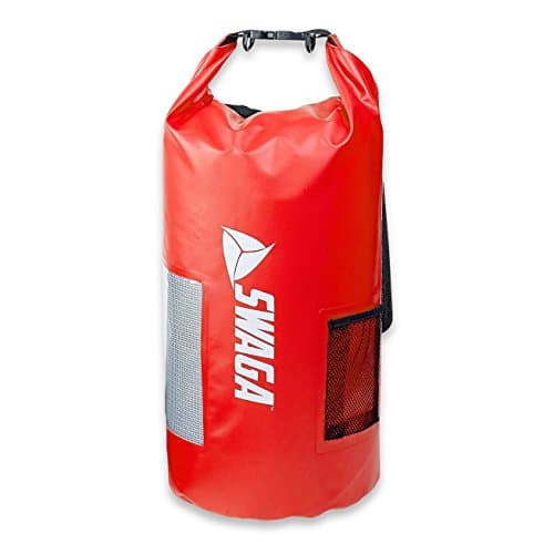 SWAGA – Dry Sack Waterproof Backpack – Protection from Elements – Window for Phone – Adjustable Shoulder Strap – Designed to Float – Red– 30L