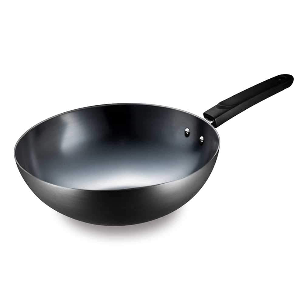 Wok Pan Non Stick Wok,Pole Iron Wok Frying Pan Pan Frying Pan Uncoated Household Wok Original Non-stick,2 Size Wok Pan Non Stick Induction (Size : 30cm)