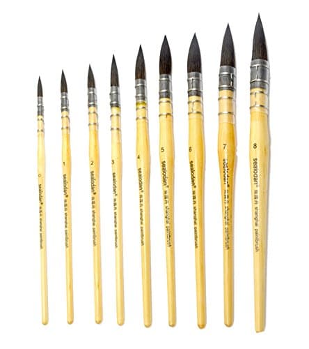 Shidanlu Professional Watercolor Brush Petit Gris Pur Paint Brush, Wash/Mop Pure Blue Squirrel, Size 0-8, 9 PCS