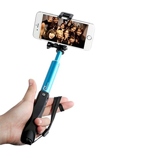 Selfie Stick, Extendable Wireless Self-Portrait Monopod with Built-in Bluetooth Remote Shutter and Adjustable Phone Holder for GoPro Hero Sports Cameras, Digital Cameras, iOS and Android Devices