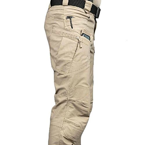 Tactical Hunting Cargo Pants – Army Security Military Combat Hiking Trousers – Durable and Stretchable Material (Khaki, 30" - 32")