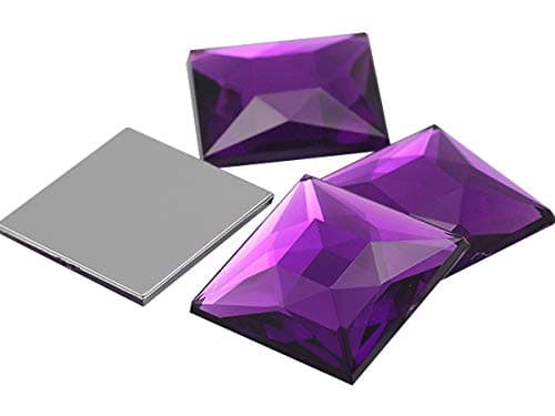 Allstarco 24mm Flat Back Acrylic Square Gems Rhinestones Cosplay Costume Embelishments - 14 Pieces (Purple Amethyst A06)