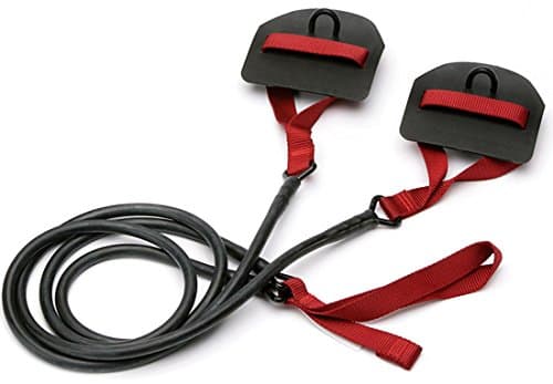 StretchCordz w/Paddles (Red - Strong) - Swimming Resistance Training Equipment - Swim Fin