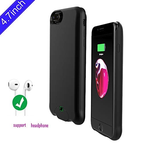 Battery Case for iPhone 8/7/6s/6, 4500mAh [Support Headphones] Rechargeable Charger Case Extended Case Battery/Cable Input Mode with Sync Through Technology.