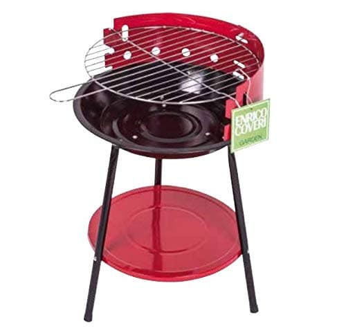 New. BBQ Barbecue Portable Round with Steel Grill Fire Pit Charcoal Grill 35 x 55 cm Camping, Mountain, Holiday – Green