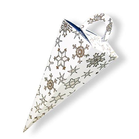 Gold Snowflakes - Icicle Shaped Favor Boxes (set of 6)