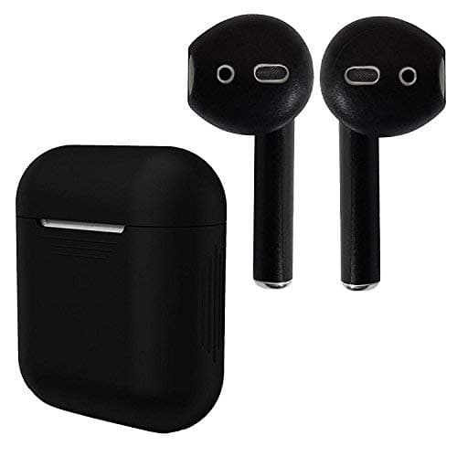 APSkins Silicone Charging Case, Eartips Bundle Compatible with AirPods (Matte Black Full)