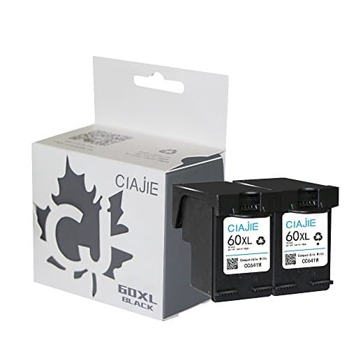 CIAJIE Waterproof Ink Reman HP 60XL Show Ink Level Ink Cartridge(Capacity Up to 200%) for HP Deskjet F4500, HP Envy 100 114 120, Photosmart C4700 C4780 D110 (2Black)