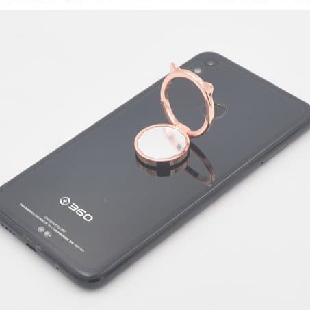 Cat Designed Mirror Mobile Phone Holder Anti slip Magnetic Suction Rotatable Ring Bracket Ring Stand For Smartphone/Tablet Rose Gold/Champagne Gold/Temperament Silver/Space grey (temperament silver)