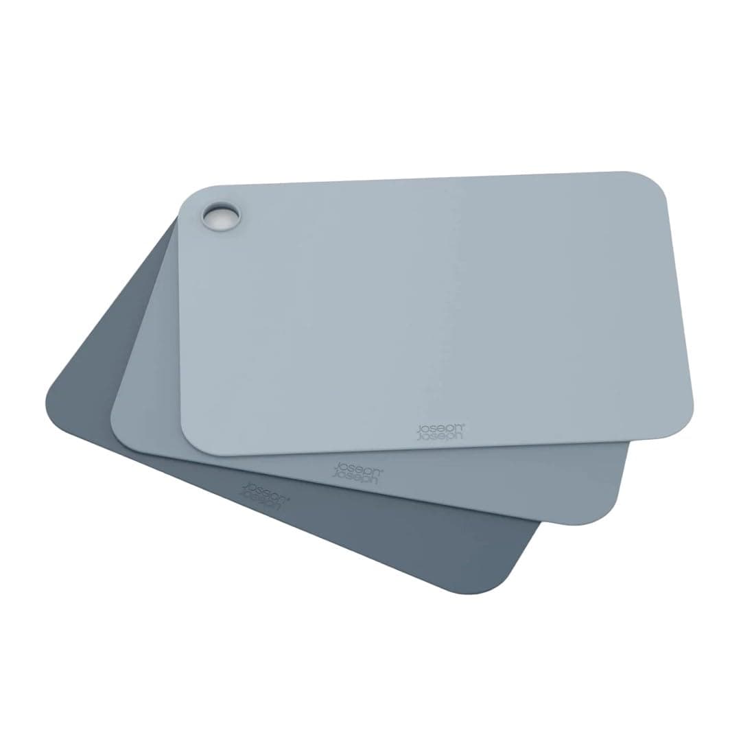 Pop - 3-piece Double-Sided Colour Coded Chopping Board Mat Set, Flexible, Easy to store, Dishwasher-Safe, Sky Blue