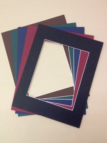 Pack of 5 18x24 Picture Mats, 5 Dark Colors, with White Core Bevel Cut for 13x19 Pictures