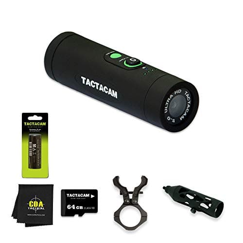 TACTACAM 5.0 Ultimate Hunter Package + Bow Stabilizer + Gun-Scope Mount + Extra Battery + Genuine 64 GB SD Card