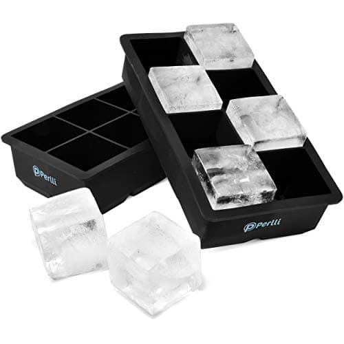 Ice Cube Trays Large Silicone 8 Cavity Square Ice Cube Molds Perfect for Whiskey, Cocktails, Soups & Baby Food, Keep Drinks Chilled – 2 Pack
