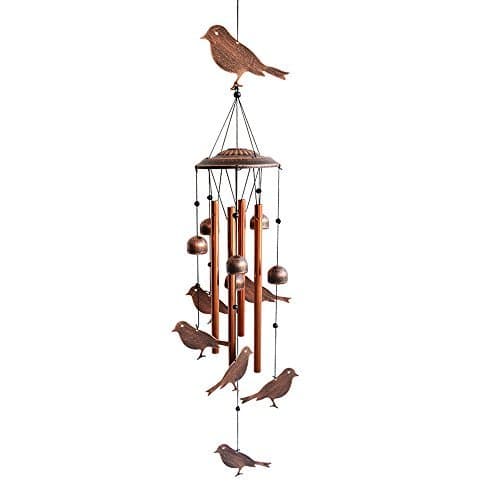 Bird Wind Chimes-4 Hollow Aluminum Tubes -Wind Bells and Birds-Wind Chime with S Hook for Indoor and Outdoor