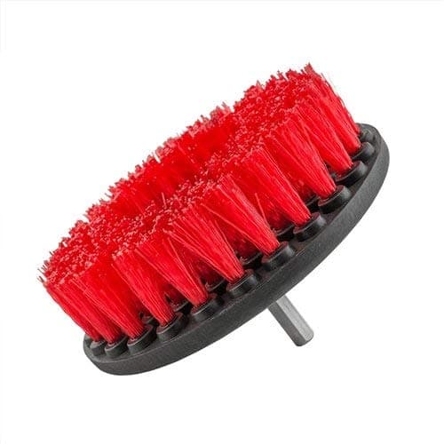Rotary Cleaning Drill Brush Tile Grout Upholstery Valeting Detailing Car Carpet Round - Red Hard Bristles