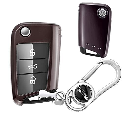 Key Fob Cover for VW Volkswagen, Soft TPU Key Fob Case All-Around Protector Plating Shell Fit VW Accessories Tiguan Passat Golf GTI Skoda Octavia LaVida Sagitar Lamando Touran Key Fob - Black