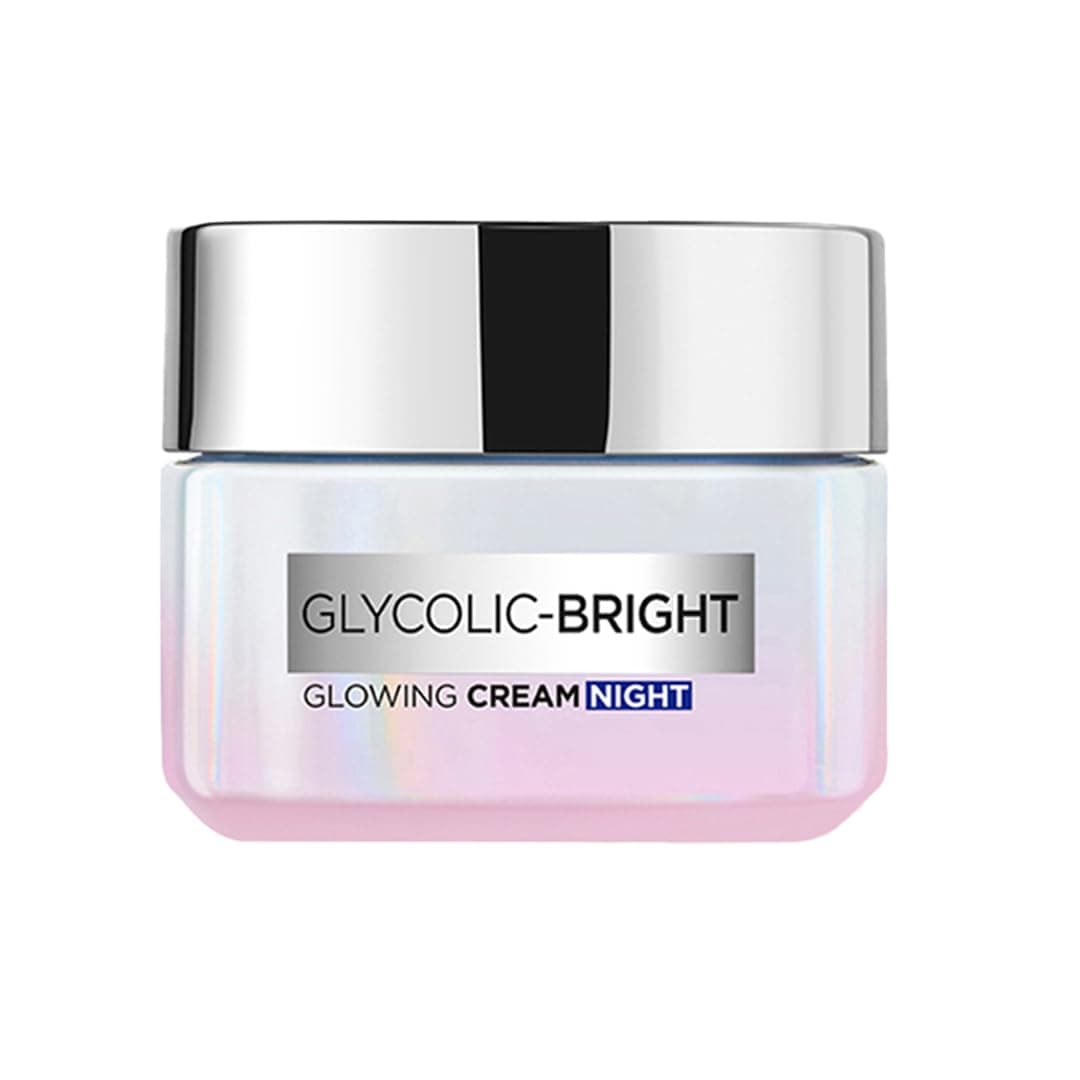 Glycolic Bright Glowing Night Cream, Overnight Brightening Cream, Glycolic Acid in Gel-Like Cream Texture, that Visbily Minimizes Spots & Reveals Glowing skin, 50ml