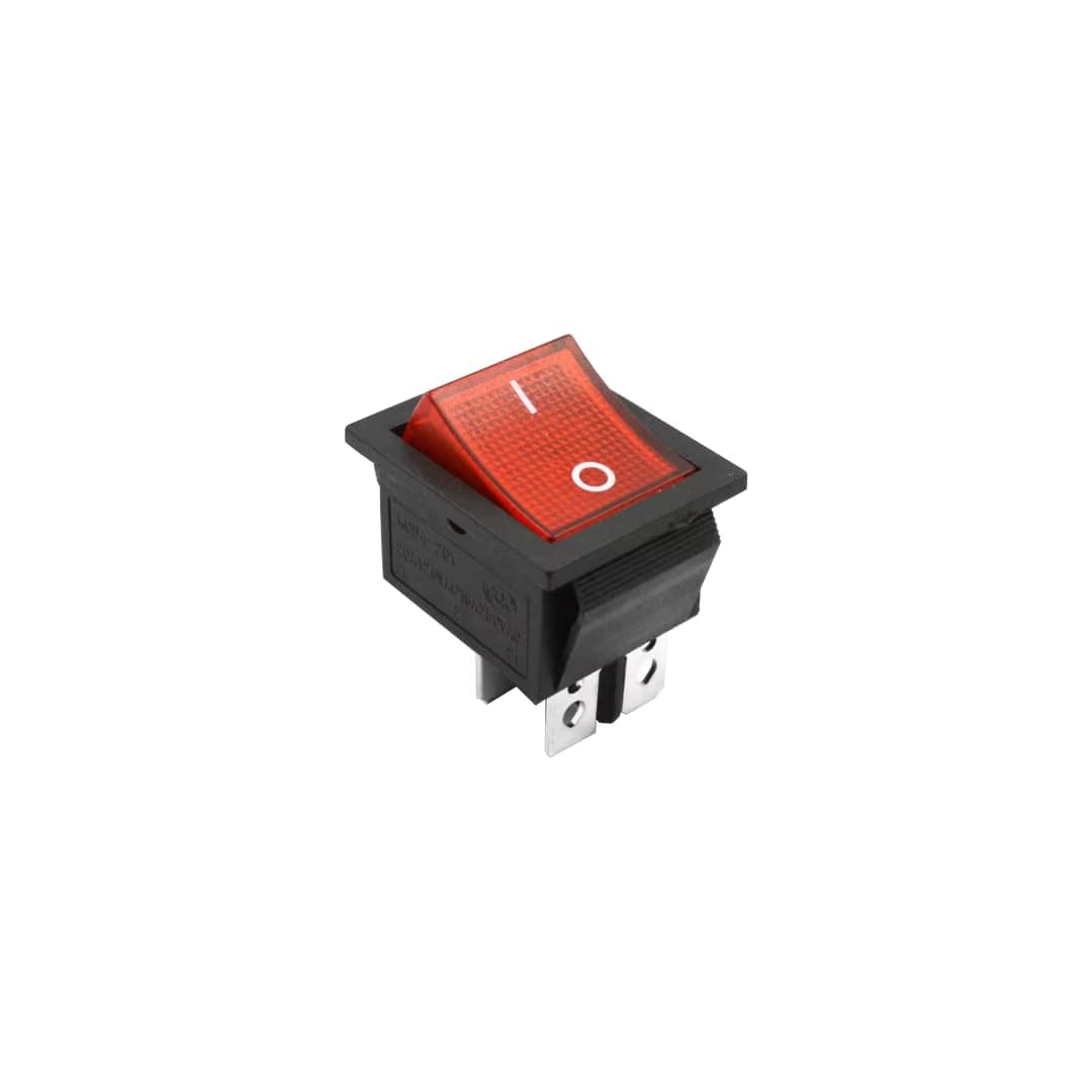 CentIoT - Square Illuminated Red Button - KCD4 DPST ON-Off 16A 250V AC / 20A 125V AC 4 Pin - Light Rocker Power Switch - for Car Auto Boat Truck (RED)