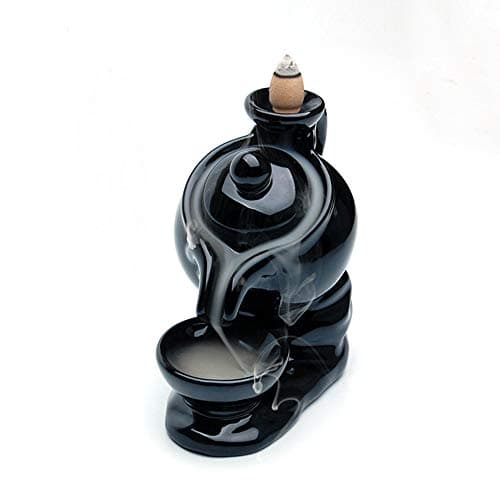 MAYAGUCreative Teapot Ceramic Smoke Backflow Incense Tower Burner Holder + 10 Cones