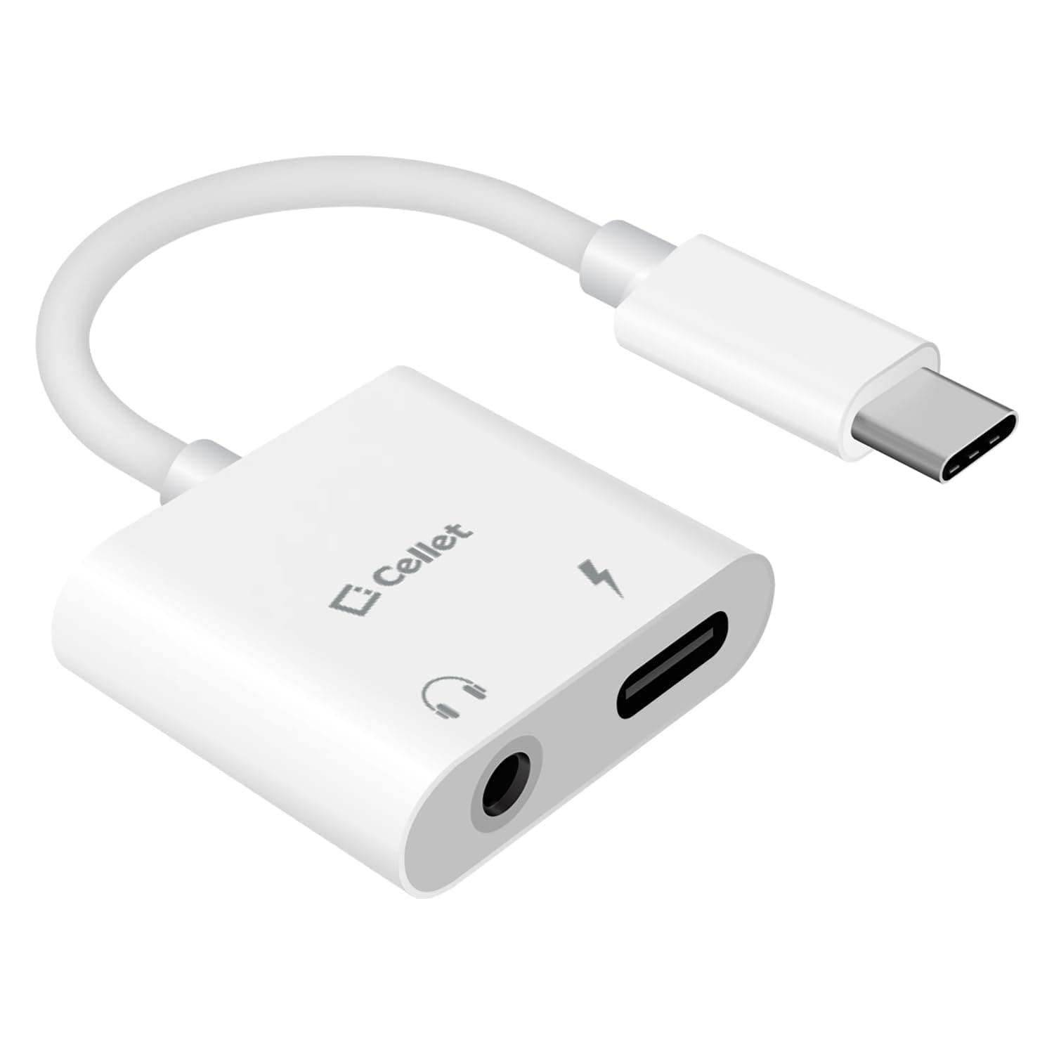 Cellet USB-C Audio & Charge Adapter – Dual USB-C to 3.5mm Audio Converter & Charge Adapter (USB-C to Audio & Power Adapter)