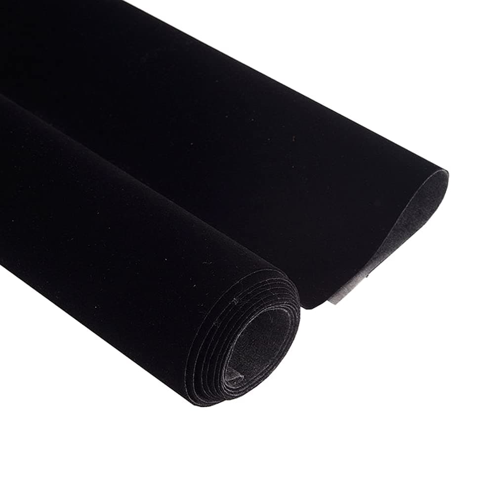 14.5"x78.7" Self Adhesive Velvet Drawer Liner Roll Felt Fabric Velvet Flocking Liner for Jewelry Drawer Box Shelf Crafts (Black)