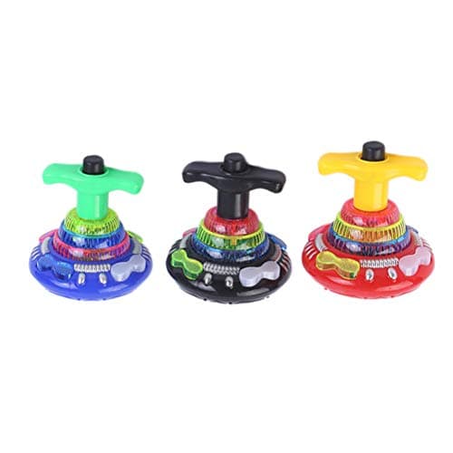 YeahiBaby 3-Pack LED Light Up Flashing UFO Spinning Tops Flashing Music Gyro(Random Color)