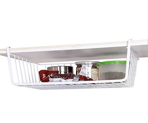 Medium & Large White Under Shelf Storage Basket Rack Holder Kitchen Bin Bathroom Organizer Space Saving , White