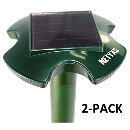 Solar Powered Ultrasonic Repeller For Moles, Rodents, Snakes, Rats, Gophers, Mice, Outdoor for Lawn Garden Farm, Waterproof, Pest Control Repellent, Pack of 2, Vole Chaser, Trap, Plague Deterrent