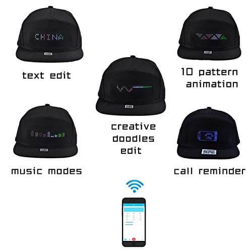 CY TOYS Bluetooth Led Message Hat LED Smart Cap Animated Display for Party Christmas Halloween (Mystery Black)
