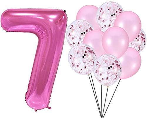 PartyMart Pink Number 7 Balloon Confetti Balloons