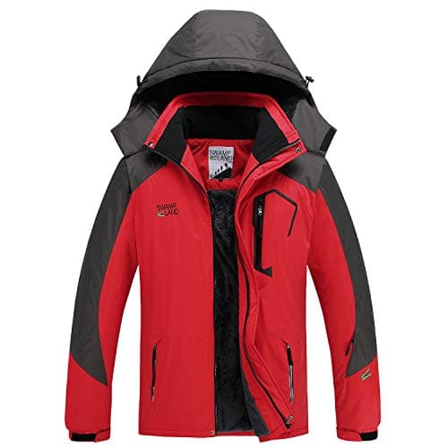 Yavero Men's Mountain Waterproof Ski Jacket Windproof Warm Winter Rain Coat Detachable Hood Outwear