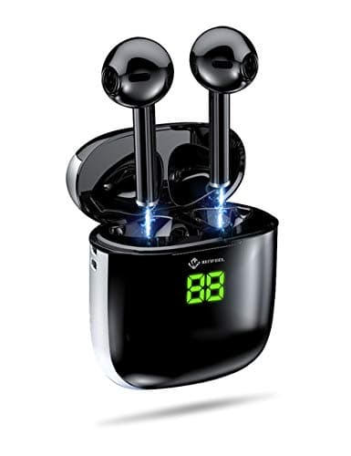 True Wireless Earbuds 5.0 Auto Pairing Wireless Charging Bluetooth Headphones Deep Bass HiFi Stereo Sound Mini in Ear Bluetooth Earphones with Built in Mic and Charging Case for Sports and Running