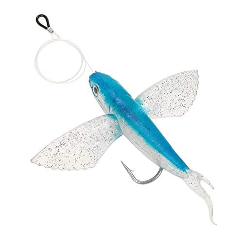 Ownsig Seawater Fishing Soft Wings Bait Hook Flying Fish Lure Boat Trolling Tuna Mackerel Baits Fishing Accessory 22cm Artificial Bait with Hook