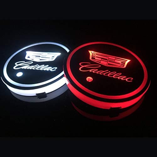 LED Car Cup Holder Lights for Cadi-llac 7 Colors Changing USB Charging Mat Luminescent Cup Pad LED Interior Atmosphere Lamp 2pcs
