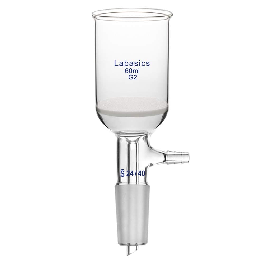 Labasics Borosilicate Glass Buchner Filtering Funnel 60ml with Medium Frit (G2), 43mm Inner Diameter, 57mm Depth, with 24/40 Standard Taper Inner Joint and Vacuum Serrated Tubulation (60ml)
