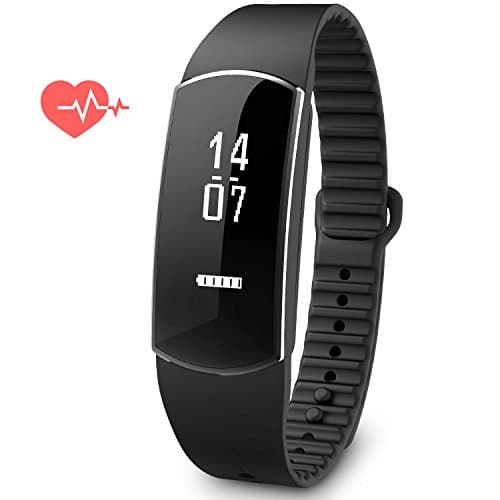 Fitness Activity Tracker, Smart Watch with Heart Rate Monitor Sleep Monitor Calorie Counter Pedometer Sports IPX67 Waterproof Tracker for Android and iOS Smart Phone-Black