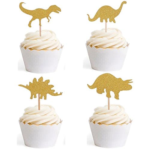 Dinosaur Cupcake Toppers Cute Cake Top for Baby Shower Kids Birthday Food Toppers Fruit Toppers for Decoration 16pcs by BILIPALA