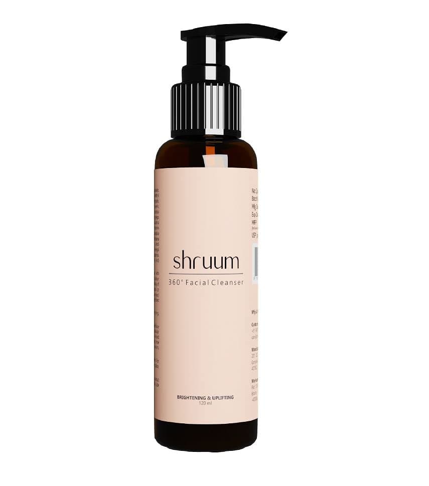 Shruum 360° Face Cleanser | Gentle & Non-drying | Moisturising & Brightening | Mushrooms, Colloidal Oatmeal, Vitamin E, Gotu Kola, Bakuchi, Aloe Vera | All Skin Types | Men, Women | 120 ml