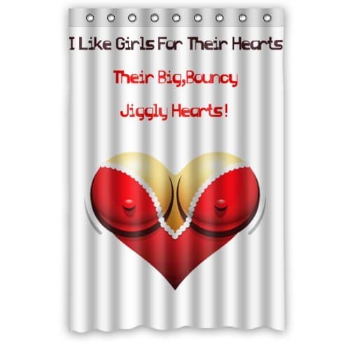Stylish Living Elegant I Like Girls For Their Heart Their Big Bouncy Jiggly Heart Bathroom Shower Curtain (48" x 72" ) for Home / Traval / Hotel with Hooks