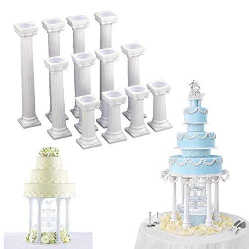12Pcs 3 Size Roman Column Cake Tiered Stands, Fondant Cakes Tier Separator Support Stand, Multilayer Wedding Cake Decoration Support Tool Sets
