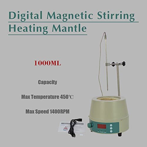 1000ml Electric Digital LCD Magnetic Stirring Heating Mantle 842℉ 350W 0-1400prm