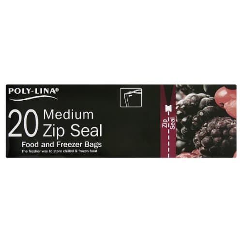 Poly-Lina 20 Medium Zip Seal Food and Freezer Bags (Pack of 6 x 20s)