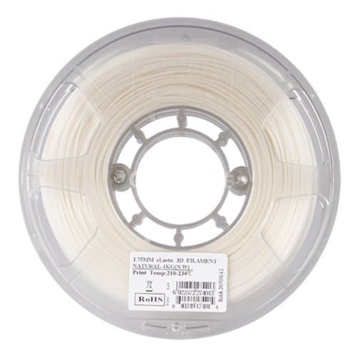 eSUN 1.75mm Elastic 85A TPE 3D Printer Filament 0.5KG Spool (1.1lbs), Natural White
