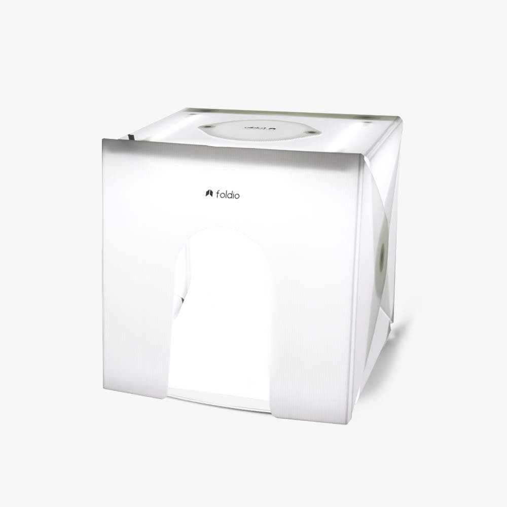 – Foldio2 Plus + Front Cover (15inch Lightbox for Product Photography with Anti-Reflection Cover / 15" x 15" / Portable Studio, Dimmable LED Chips, CRI 97+, White & Black Background Sheets Included)