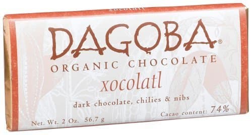 Dagoba Organic Xocolatl Dark Chocolate Bar with Chilies and Nibs, 2-Ounce Bars (Pack of 12)