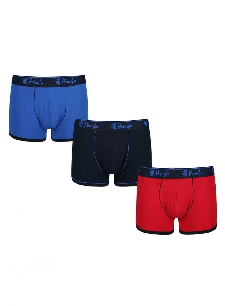 Pringle Of Scotland Underwear Mens 3 pack Trunk Red/navy/blue/L