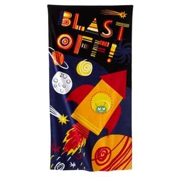 Jumping Bean Rocket Ship Beach Towels 30 Inches X 60 Inches Set of 2 Towels
