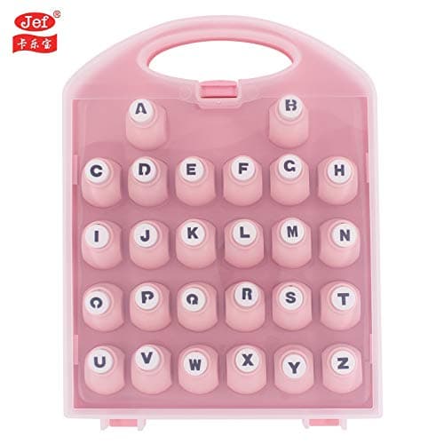 Jef Alphabet Paper Punchers from A to Z, Crafts Punch Set 26 pcs of Mini Letter Punchers w Case Shapes Hole Punch for Handmade Scrapbooking