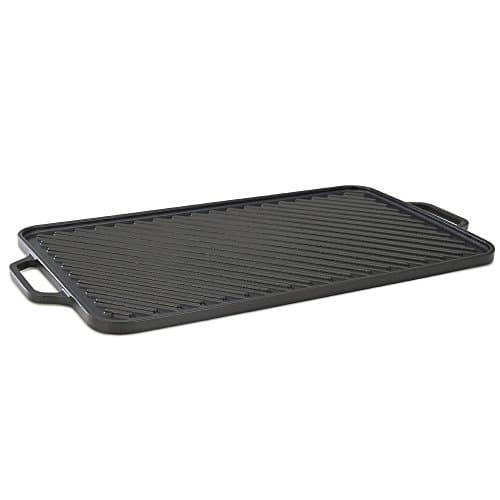 Cast Iron Griddle - Enameled Cast Iron Grill - 18.5-Inches - Black